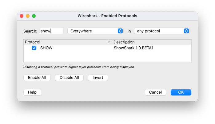 About Wireshark Folders dialog